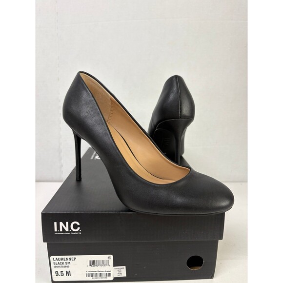 INC Women's Laurenne Black Round Toe Stiletto Heel Slip On Pumps Size 9.5M - Picture 1 of 6